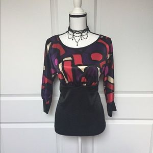 ALYX Multi Color & Solid Black Bottom Blouse  Sz M